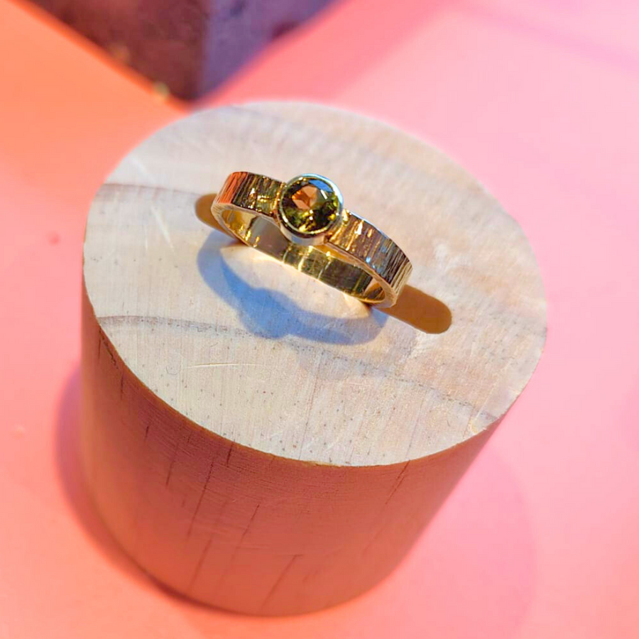 Gouden ring met watermeloen toermalijn