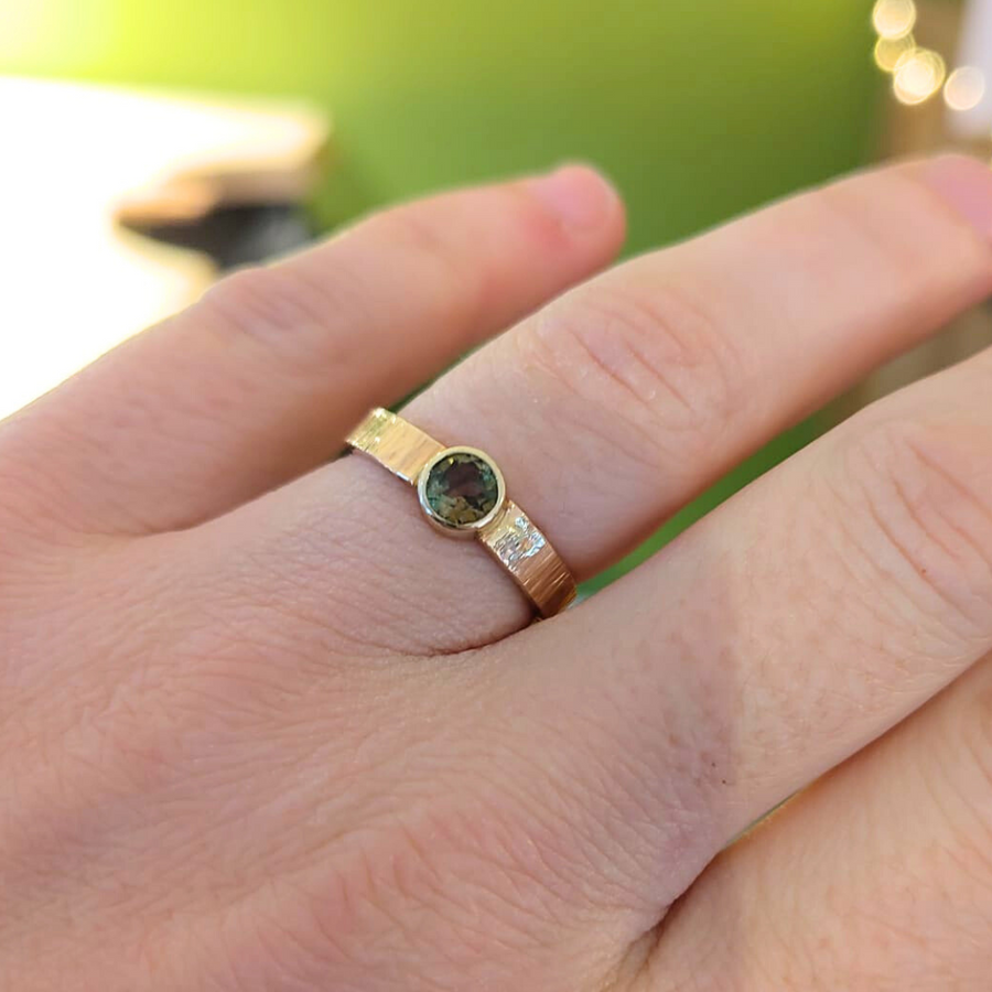 Gouden ring met watermeloen toermalijn